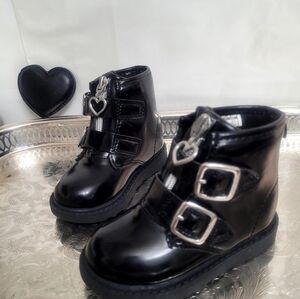 Carter's Faux Black Patent Leather Boots, Size 5